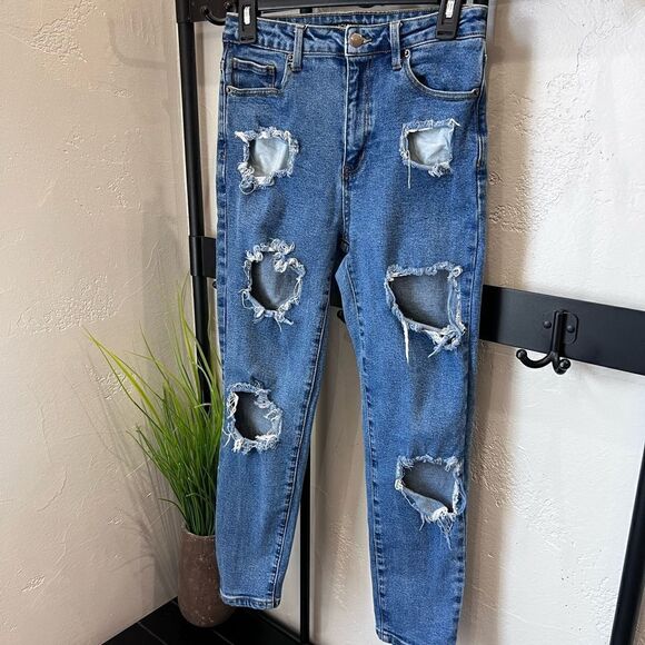 Fashion Nova high waist ripped skinny jeans size 5 - Picture 8 of 15